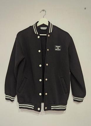 Чорний бомбер на флісі