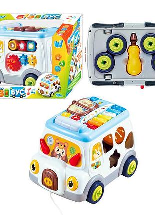 Музичний бізібус 45585 (12) “wtoys”, 2 види, озвуч. укр. мовою, каталка, світло, пісні, ноти, мелодії, кілька режимів, сортер,