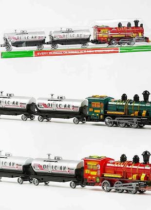 Потяг 538-2 y (60/2) 2 кольори, інерція, локомотив та два вагони, в слюді