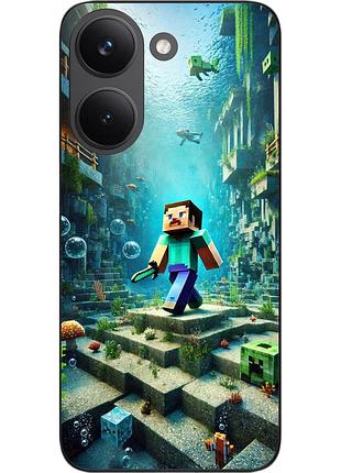 Силиконовый чехол epik для xiaomi poco x8 pro 5g с принтом подводное приключение minecraft