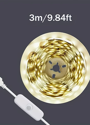 Світлодіодна стрічка з живленням від usb з вимикачем bj-5vrte-3m тепла 3 м