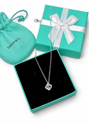 Кольє tiffany у стилі кубик з фіанітом, срібло 925 проби, з подарунковим пакуванням