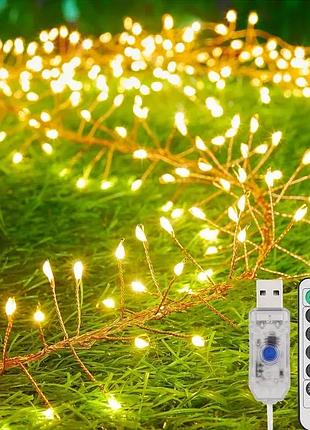 Светодиодная гирлядная роса. грянда led. гирлянда хвойная лапа на пульте и выходом usb. новогодняя гирлянда хвойная лапа.