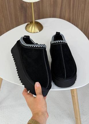 Черные угги из натуральной замши