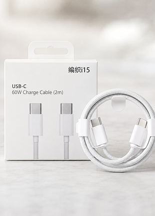 Кабель usb-c - usb-c 60w / кабель 2 метри, для швидкого заряджання 26x205