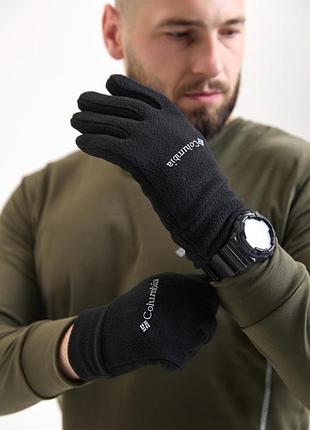 Варежки флисовые унисекс columbia base black - черный