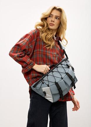 Женская cумка-бананка под ноутбук sambag urban pro голубая