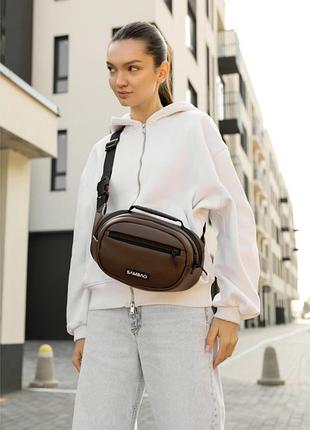 Сумка через плечо женская бананка sambag flex шоколад