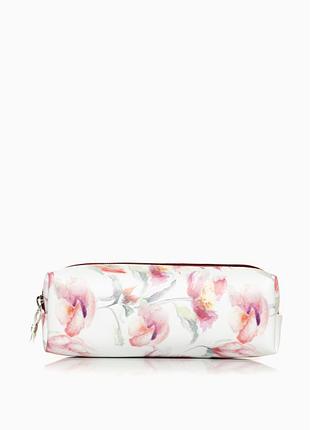 Женская белая косметичка sambag candy mini принт "flowers"