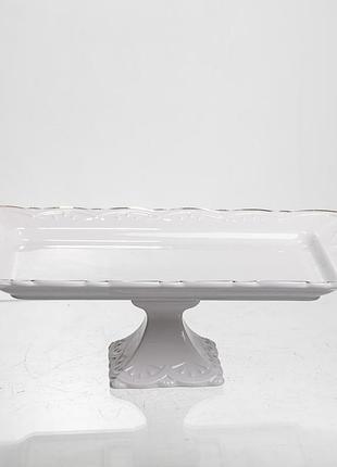 Тортівниця на ніжці white square 25.5 *25.5 см порцелянова квадратна yiwu 120-yh-hg062