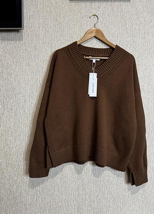 Коричневий джемпер , светр per una з v-подібною горловиною від marks & spencer, новий