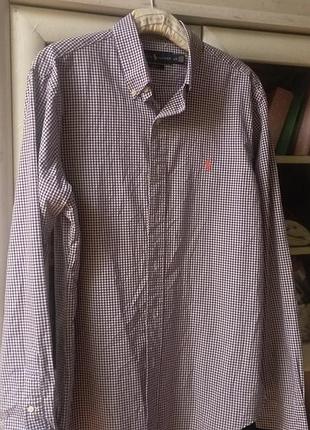 Чоловіча сорочка ralph lauren у клітинку, бавовна, розмір l