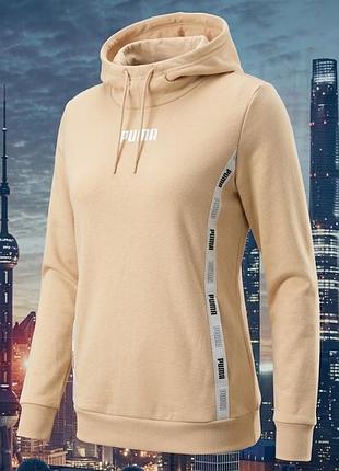 Жіноче худі puma з капюшоном . артикул: 671327  колір: бежевий / персиково-кремовий  розмір: s (us s / eu s)  
склад: 68% бавовна, 32% поліестер
