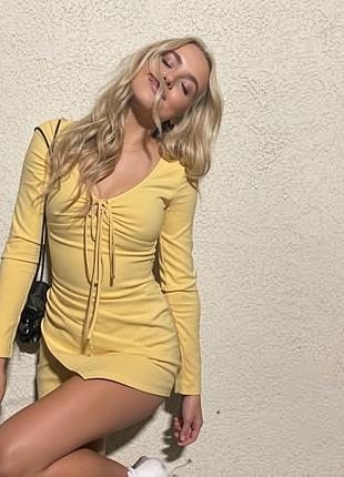 Zara сукня міні зі зав'язкою і камінням на грудях  🤍