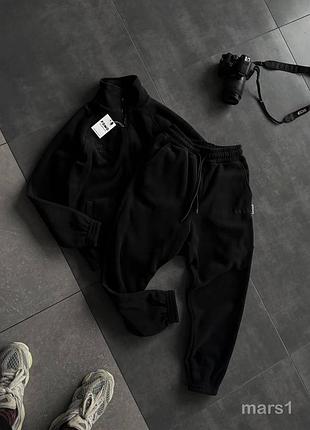 Спортивний костюм чоловічий флісовий на блискавці оверсайз s-xl чорний