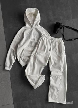Спортивний костюм чоловічий худі штани зима білий s-xl інтерсофт