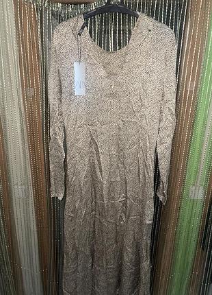 Нова сукня міді zara з принтом, 100% віскоза, розмір l (оригінал з бірками)