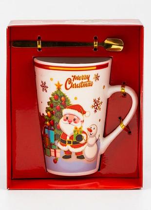 Кружка с ложкой merry christmas, 400 мл * рандомный выбор дизайна elisey