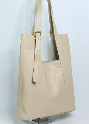 Сумка женская кожаная polina & eiterou q6130-l beige