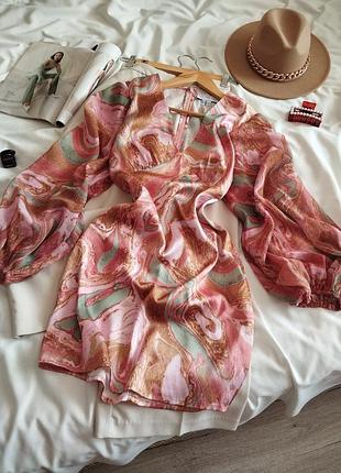 Рожева сукня міні з мармуровим принтом never fully dressed s