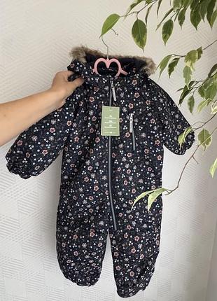 Зимовий комбінезон для дівчинки h&m з квітковим принтом