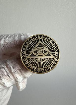 Пін значок металевий брошка «freemason» — масонський символ всевидюче око
