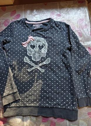 Світшот/реглан matalan у горошок із мереживним черепом