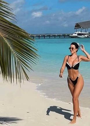 Купальник черный со стразами пуш-ап оригинал виктория сикрет victoria secret