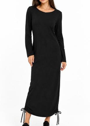 Черное платье-миди в рубчик h&amp;m mama (размер m) - новое!