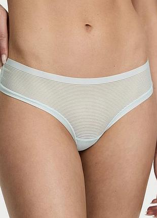 Безшовні трусики-стрінги (l) victoria's secret no-show stripe mesh thong panty 🎀