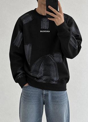 Світшот унісекс balenciaga чорний з абстрактним принтом