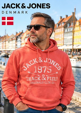 Чоловіче худі jack & jones originals 1975 track & field — світло-коралове, тепле, s/46