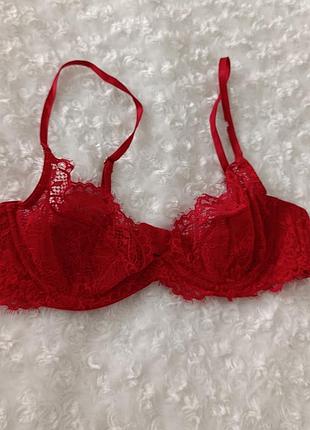 Красный бюстгальтер ажурный бюст кружевной лиф кружевый h&amp;m 34b 75b 70c