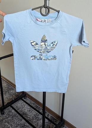 Футболка базова блакитна голуба adidas 7-8