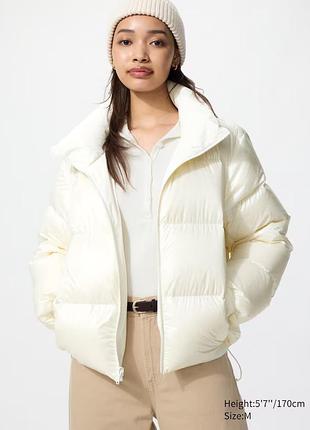Жіноча куртка-пуховик uniqlo reversible down short jacket біла розмір s