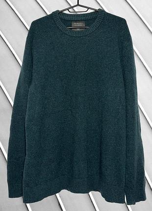 Мужской свитер primark xl eu 5469 44 ua 54 зеленый шерстяной джемпер пуловер теплая кофта шерстяной свитер зимняя базовая одежда с длинным рукавом
