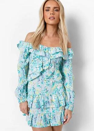 Гарна сукня від boohoo, коротка літня сукня у квітковий принт на м-л