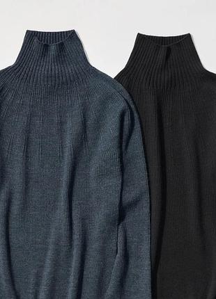 Черное трикотажное платье в рубчик (смесь шерсти), uniqlo 3