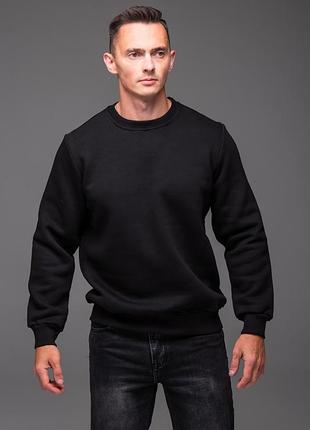 Свитшот мужской черный casual на флисе