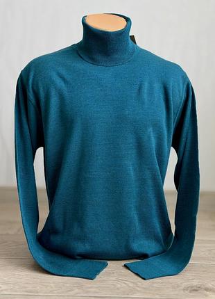Теплий чоловічий гольф m l xl xxl базовий однотонний класичний бірюза гольф вовна водолазка светр туреччина slinteks