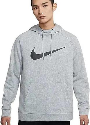 Толстовка чоловіча nike з капюшоном, сіра, розмір eu m