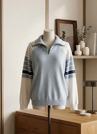 Чоловічий в'язаний светр / пуловер joop! на блискавці (1/4 zip) оригінальний стильний светр преміального бренду joop! у ніжно-блакитному кольорі
