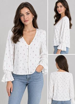 Блуза белая с цветочным принтом h&amp;m