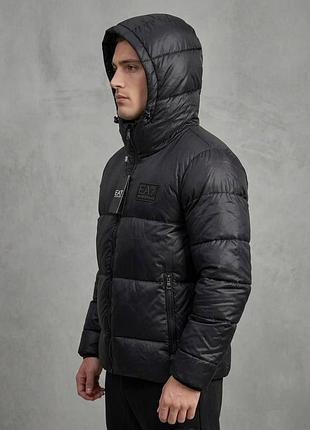 Черный пуховик armani ea7 2