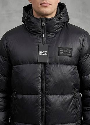 Черный пуховик armani ea7 5