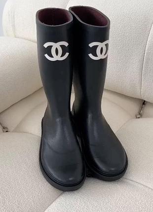Гумові чоботи жіночі chanel чорні 36-40 розміри