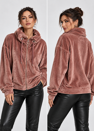 Велюровая кофта next oversize на молнии, пыльная роза