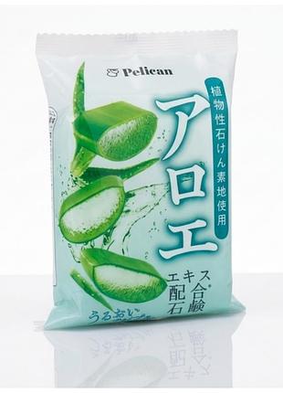 Зволожувальне гігієнічне мило pelican aloe moisturizing soap, 75 г., японія