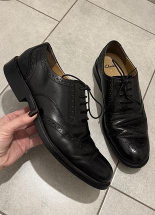 Чоловічі шкіряні туфлі clarks чорні броги oxford оксфорди 42 розмір / uk 8 класика