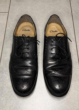 Чоловічі шкіряні туфлі clarks чорні броги oxford оксфорди 42 розмір / uk 8 класика
